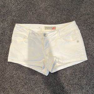 White low cut jean shorts